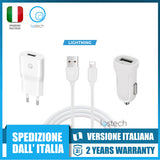 Lostech LS-Z14 set caricatore usb charger lightning per iphone,3 in 1 da viaggio,quick charger, spedizione rapida dall'italia