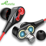 Roreta Dual Drive Stereo Wired earphone In-Ear Sport Headset With Mic For iPhone Samsung Huawei Xiaomi